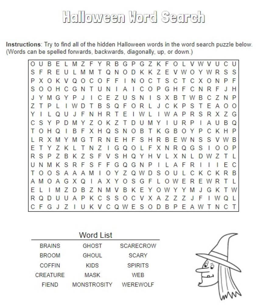 Printable Halloween Word Search - Sheet 5