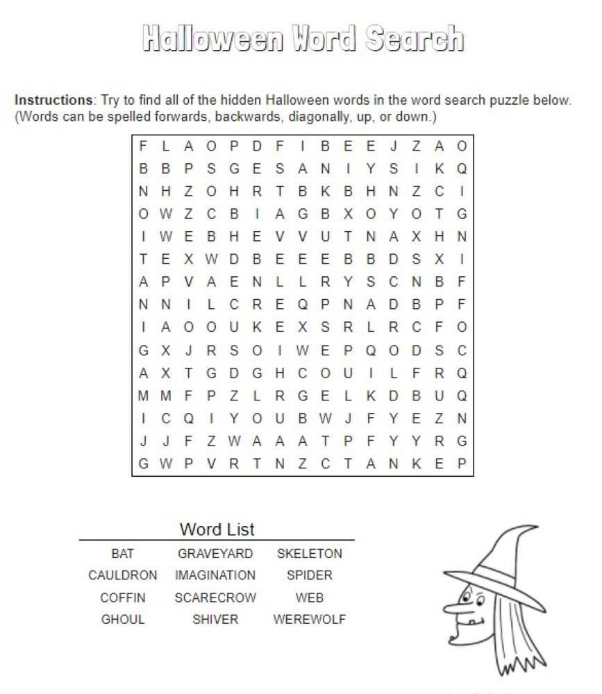 Printable Halloween Word Search – Sheet 9