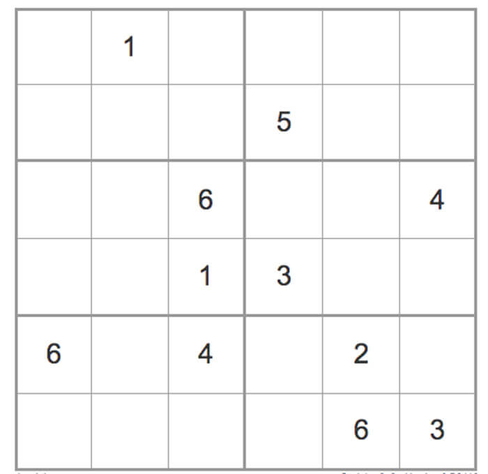Printable Hard Sudoku 6x6 - Sheet 11