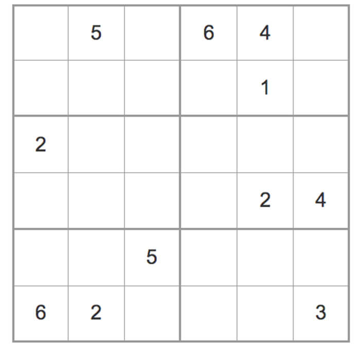 Printable Hard Sudoku 6x6 - Sheet 9