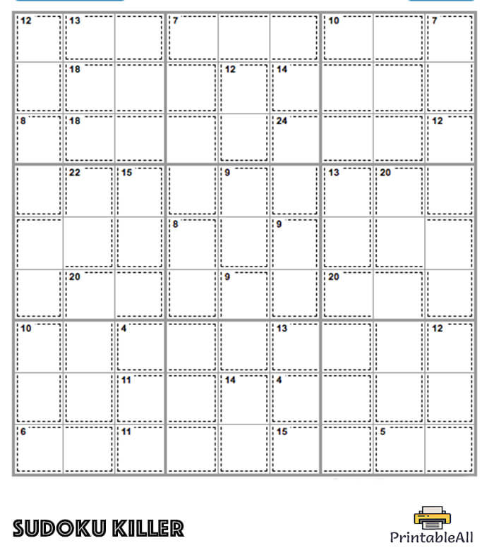 Printable Hard Sudoku Killer – Sheet 4