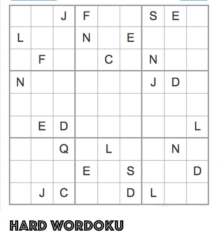 Printable Hard Wordoku - Sheet 2