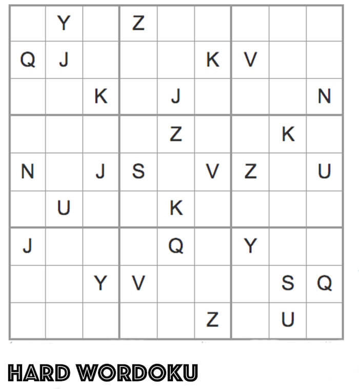 Printable Hard Wordoku – Sheet 5