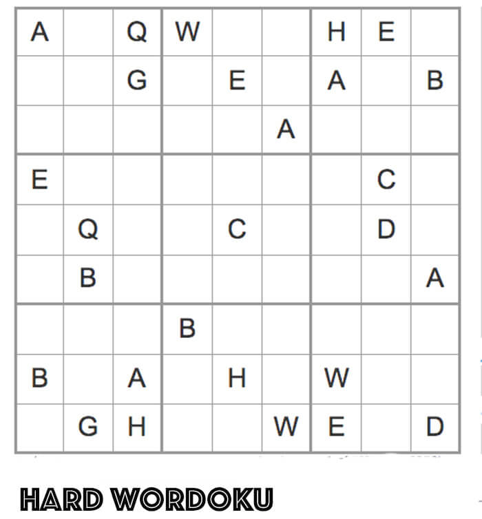 Printable Hard Wordoku – Sheet 7