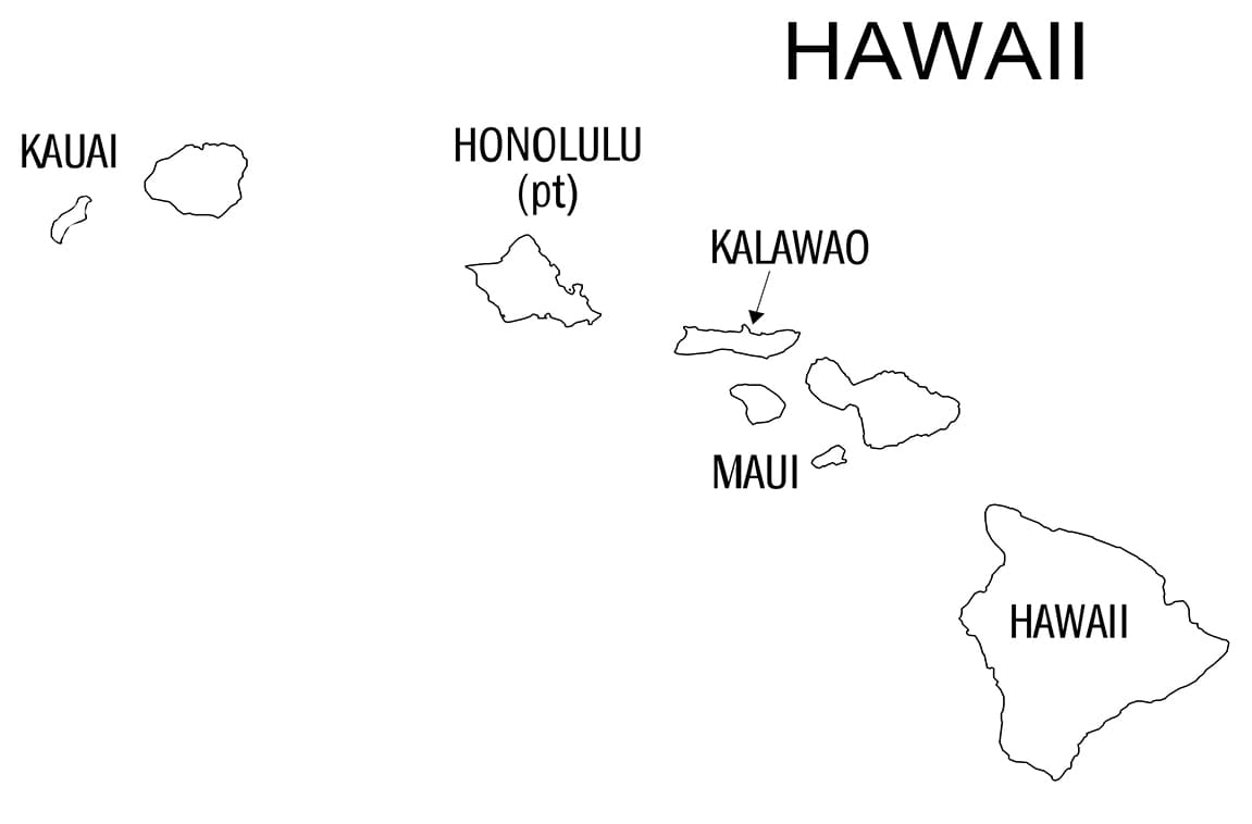 Printable Hawaii Cities Map