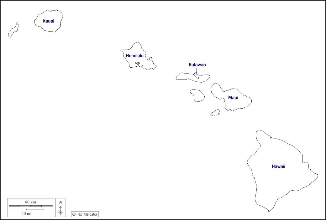 Printable Hawaii On A Map