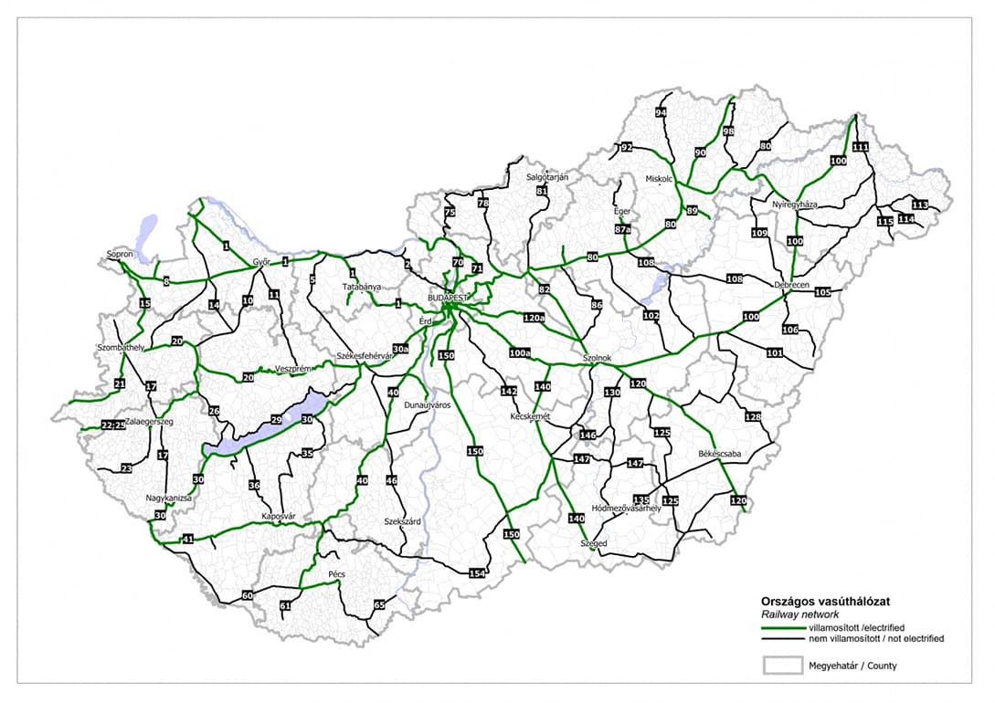 Printable Hungary District Map