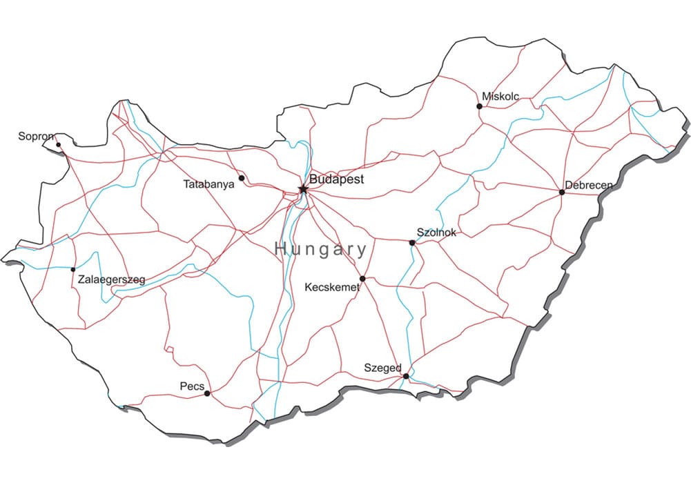 Printable Hungary Map With Cities