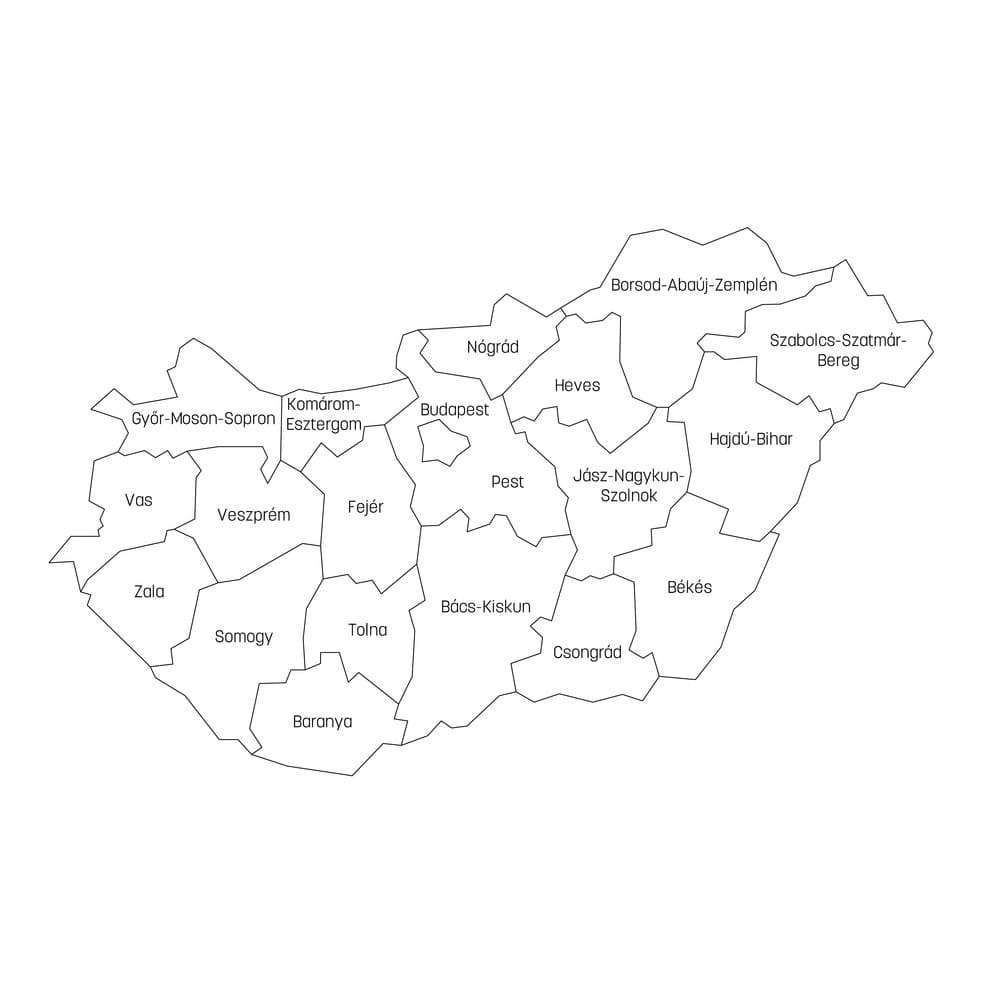 Printable Hungary Regions Map