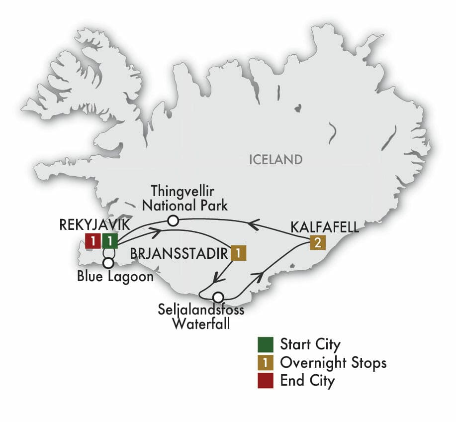 Printable Iceland Attractions Map