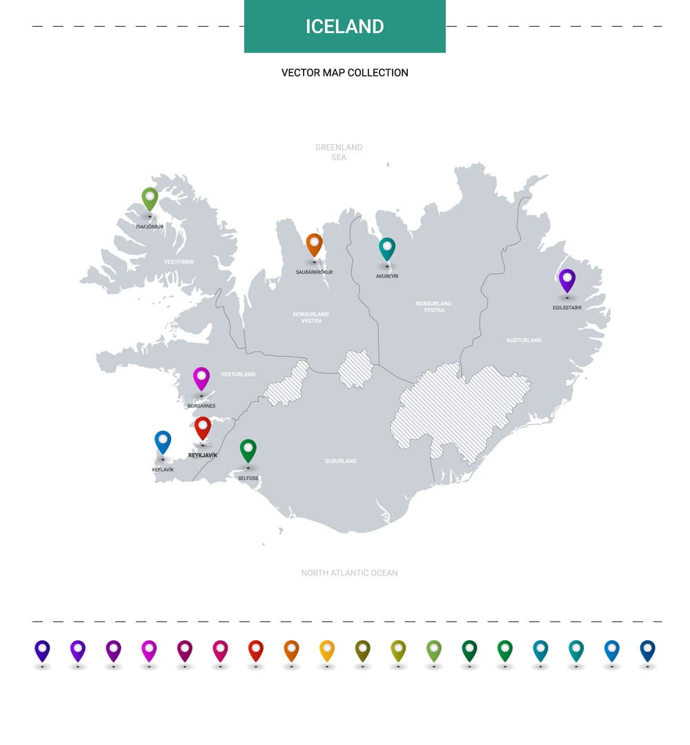 Printable Iceland Cities Map