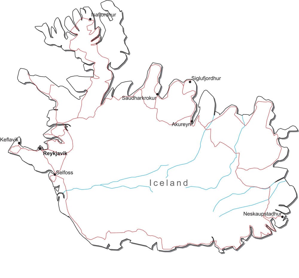 Printable Iceland Glaciers Map