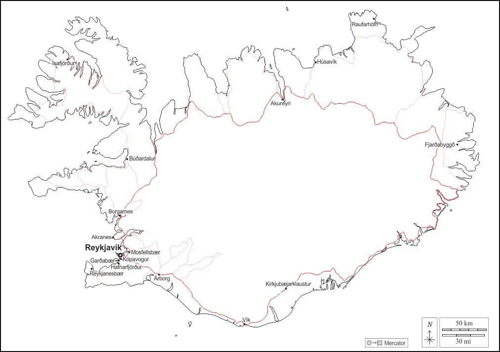 Printable Iceland In The Map