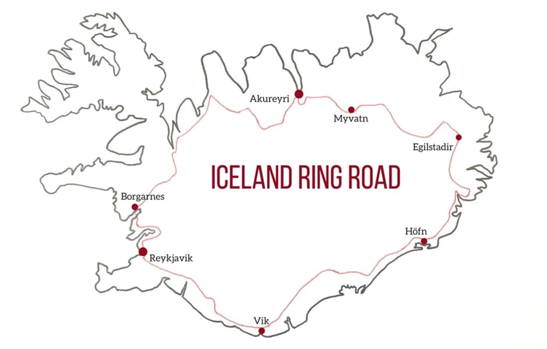 Printable Iceland Ring Road Map