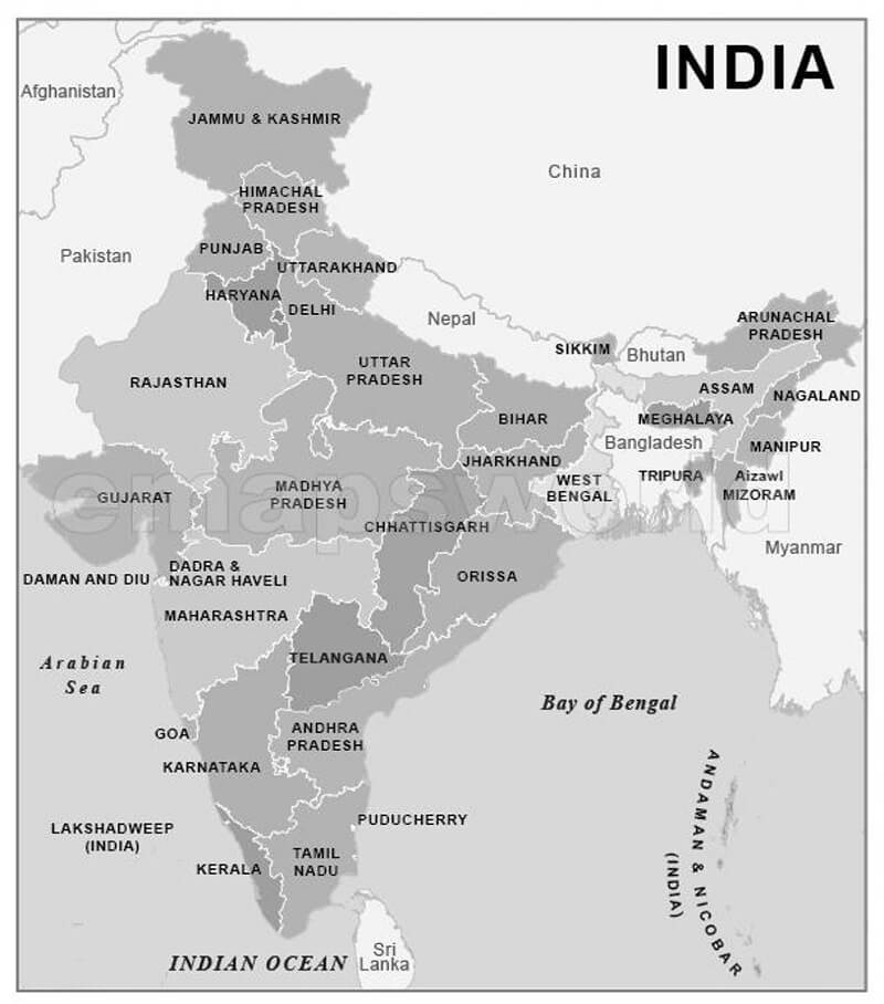 Printable India Map 1