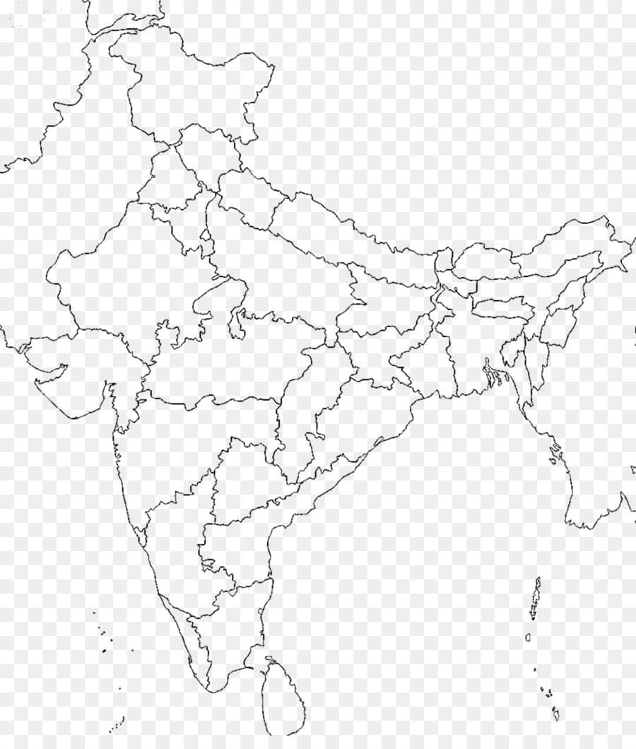 Printable India Map Black White Border