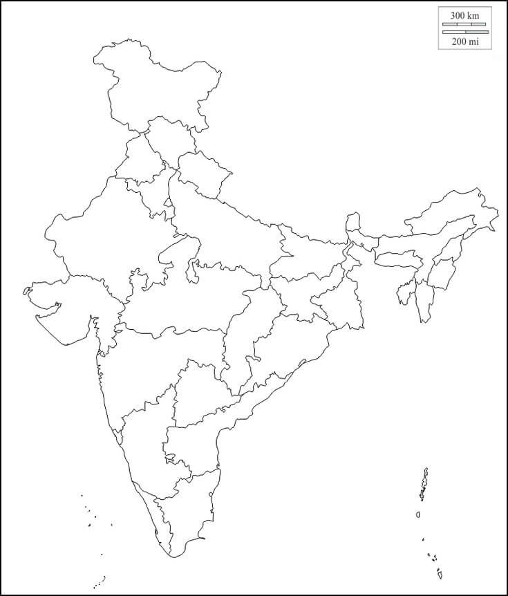 Printable India Map Blank