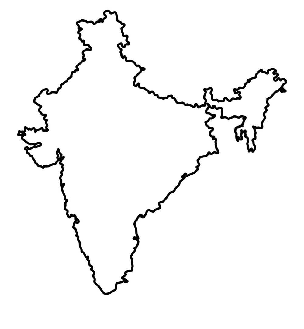 Printable India Map Icon Cartoon