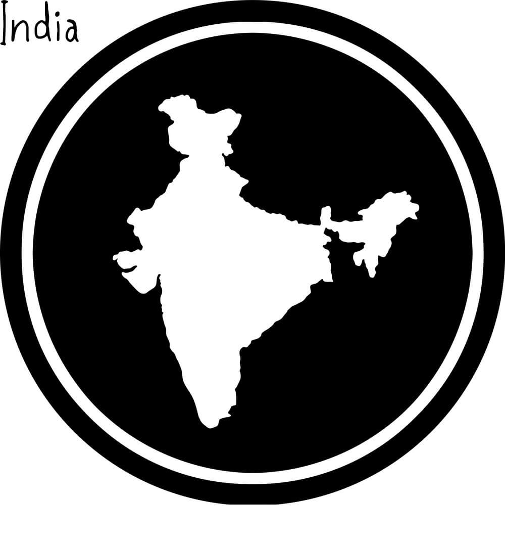 Printable India Map On Black Circle