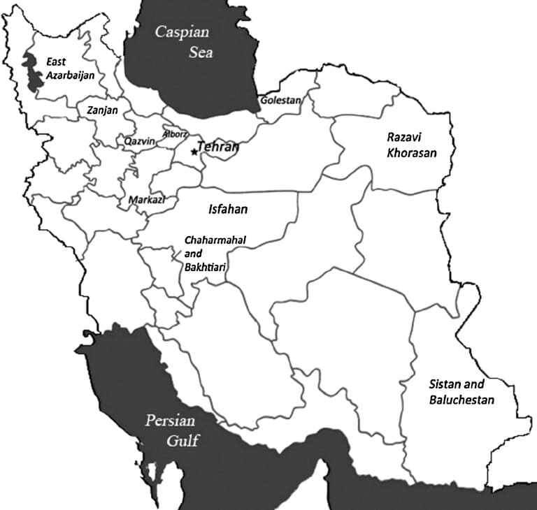 Printable Iran Country Map