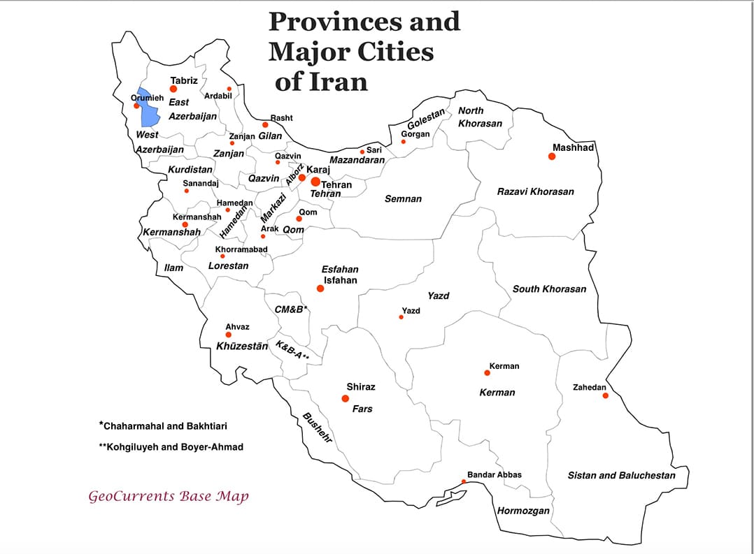 Printable Iran Map Cities