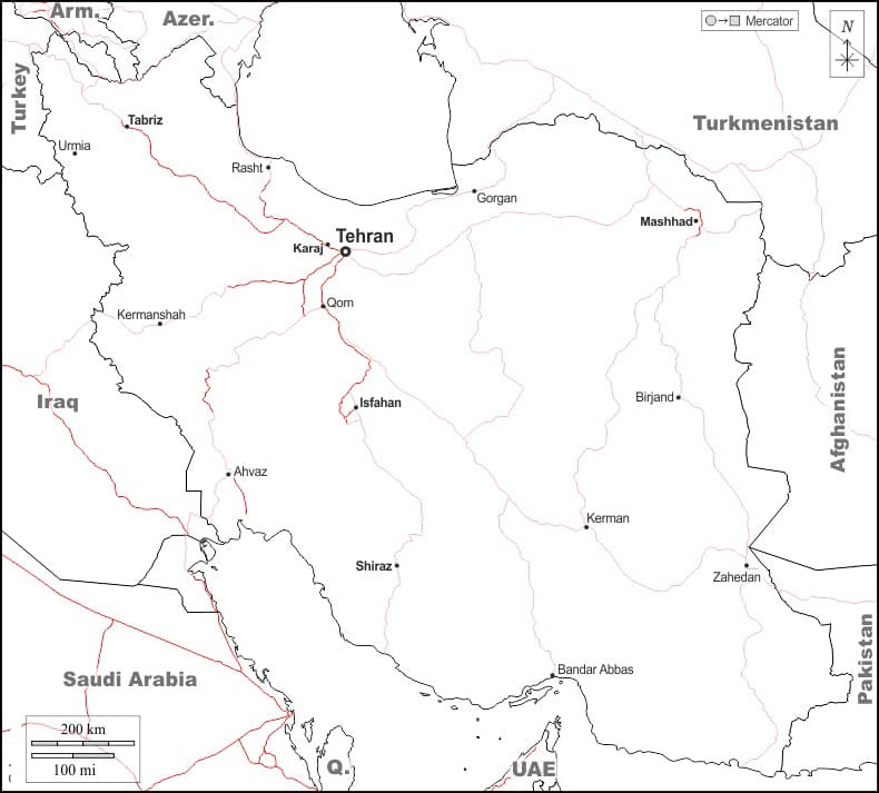 Printable Iran Map With Cities