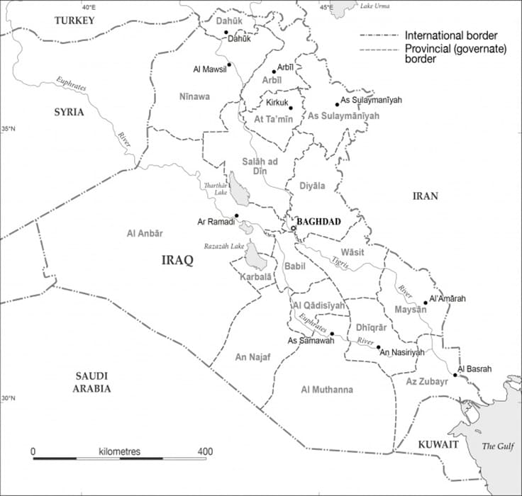 Printable Iraq Map Capitals