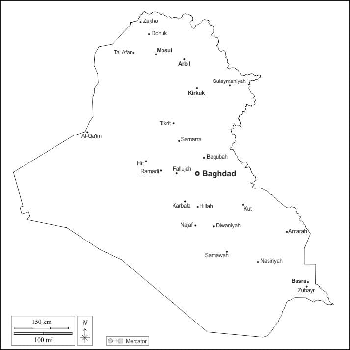 Printable Iraq Map With Cities