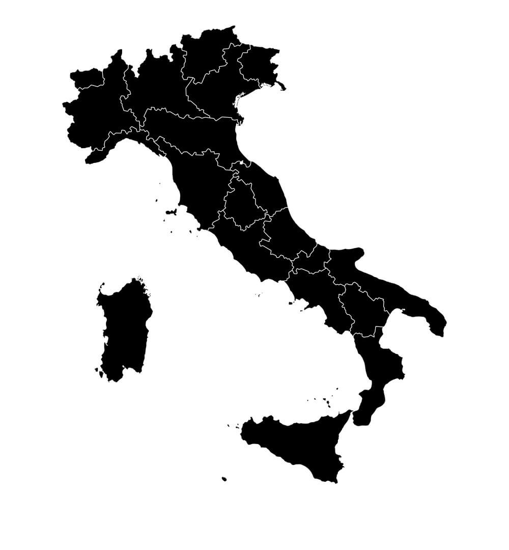 Printable Italy Map Black And White Administrative