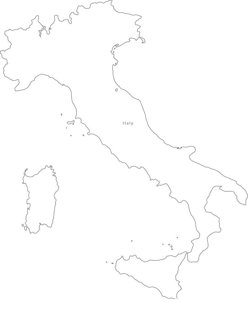 Printable Italy Map Black White Outline