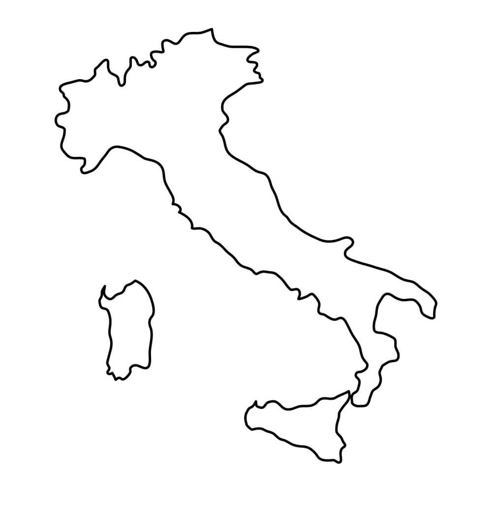 Printable Italy Map Of Black Contour Curves