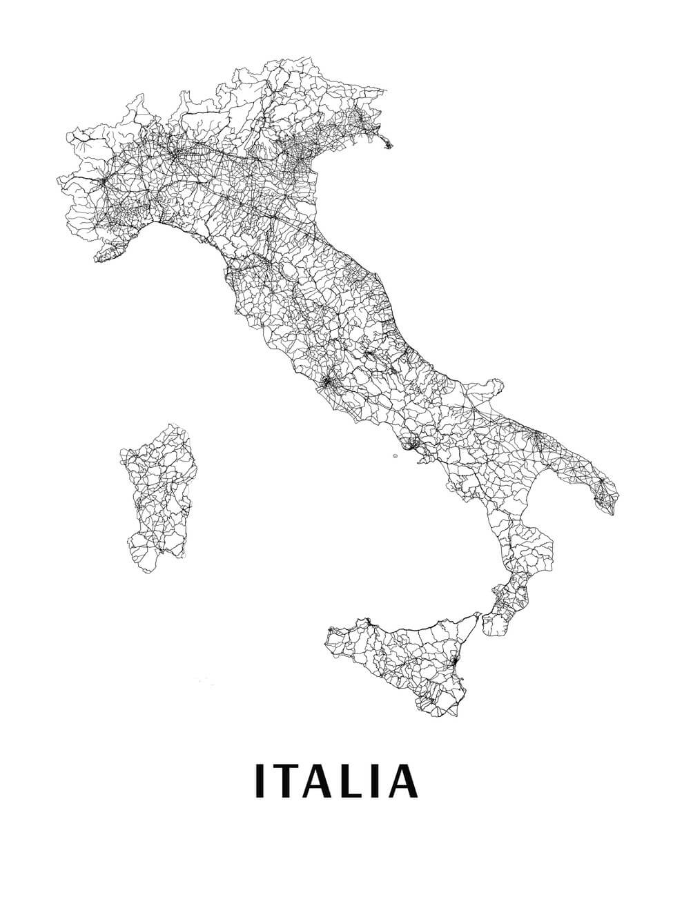 Printable Italy Map Poster
