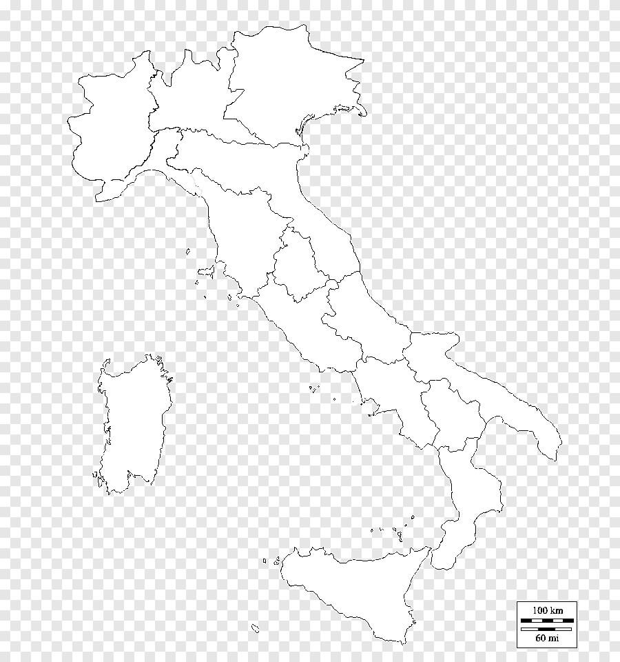 Printable Italy Map White Monochrome