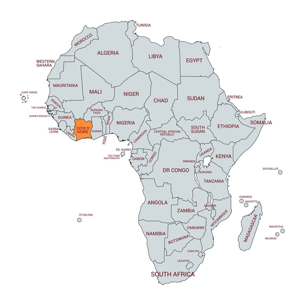 Printable Ivory Coast Map Africa