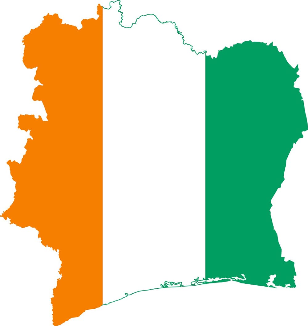 Printable Ivory Coast Map Flag