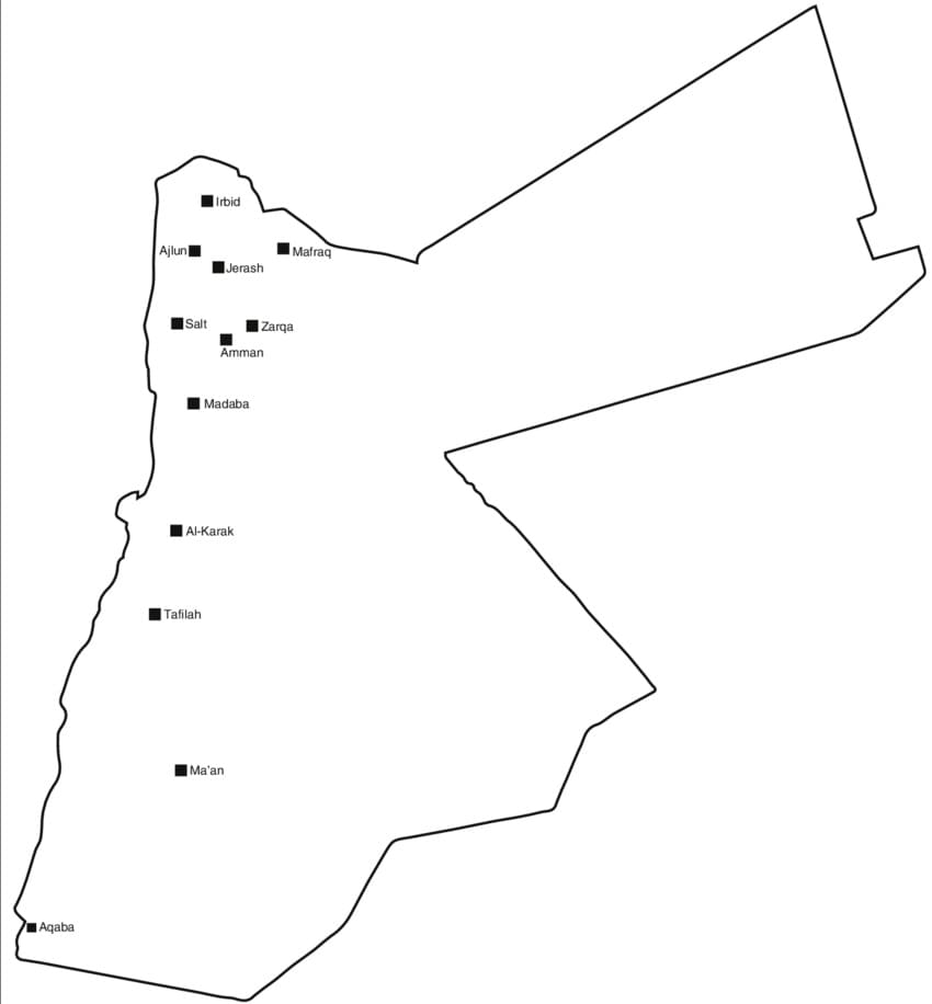 Printable Jordan Map Cities