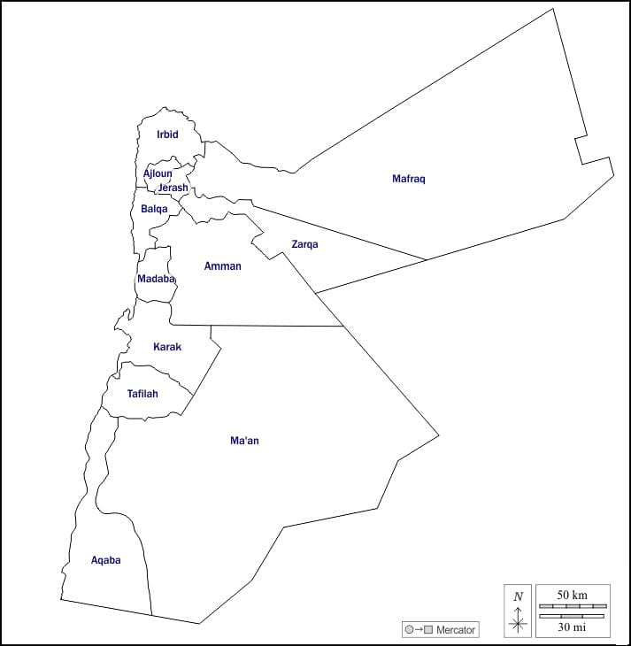 Printable Jordan Map With Cities