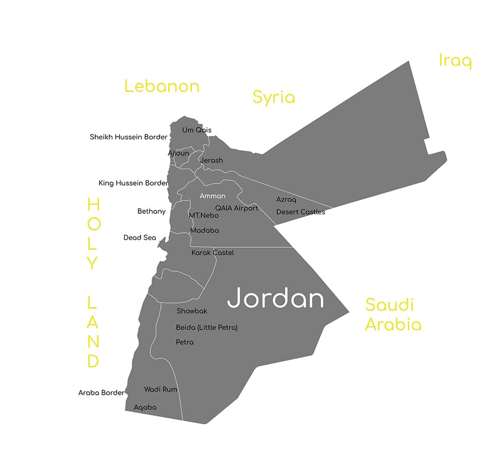 Printable Jordan Map With Major Cities