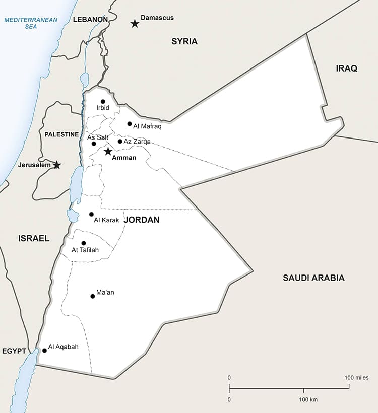 Printable Jordan Political Map