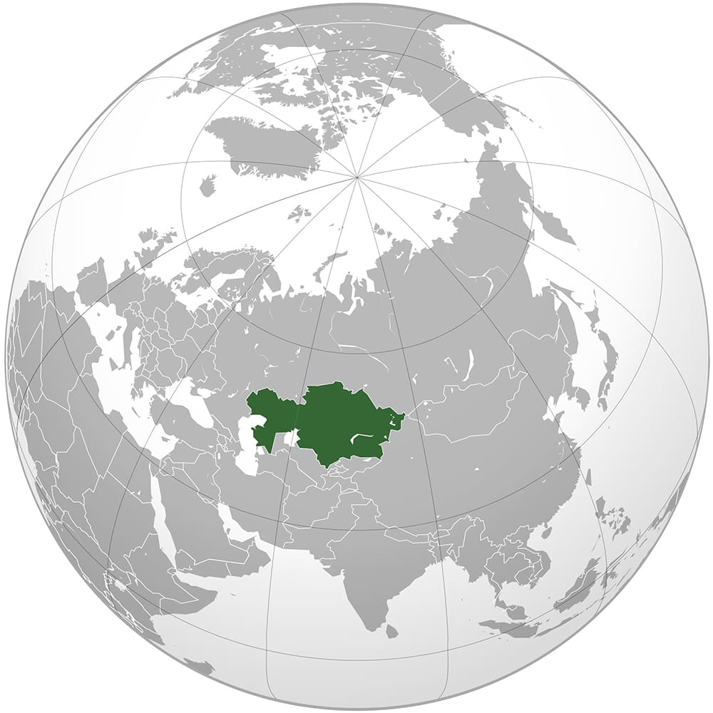 Printable Kazakhstan On World Map