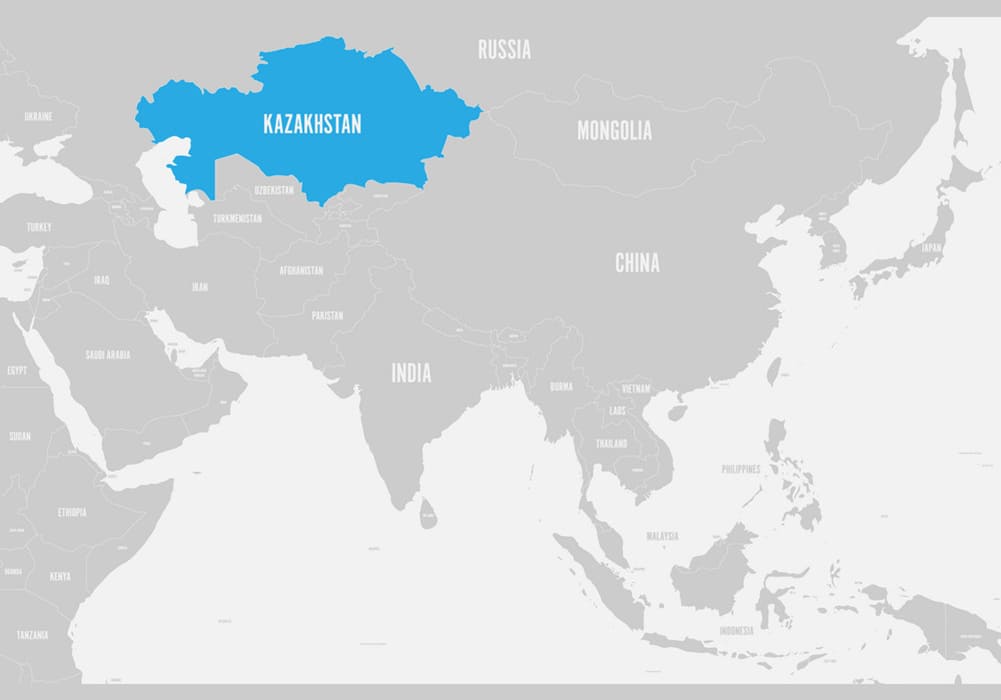 Printable Kazakhstan World Map
