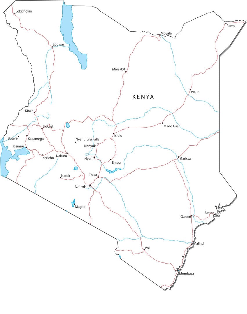 Printable Kenya Counties Map