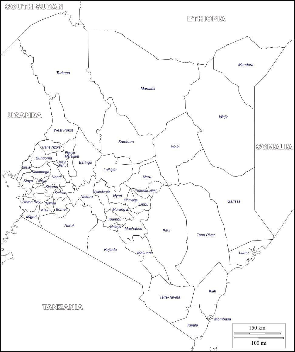 Printable Kenya Map Outline