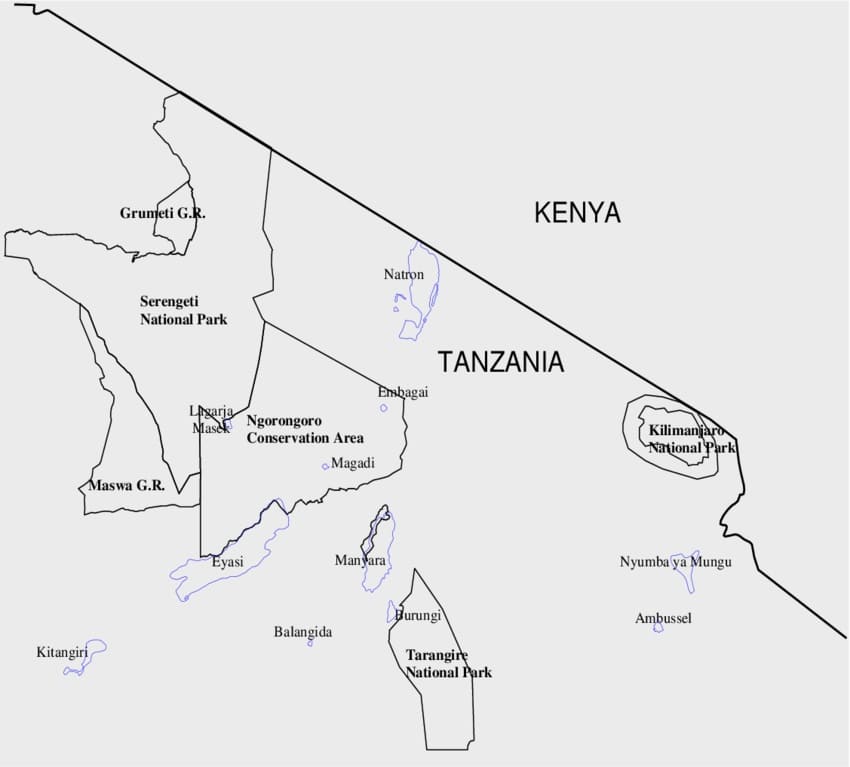 Printable Lake Natron Tanzania Map