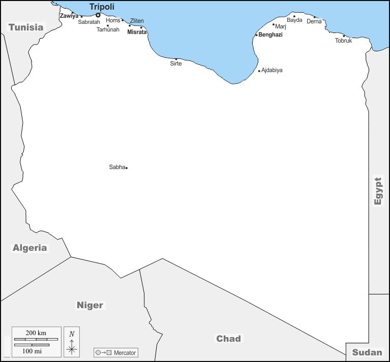 Printable Libya Map Location
