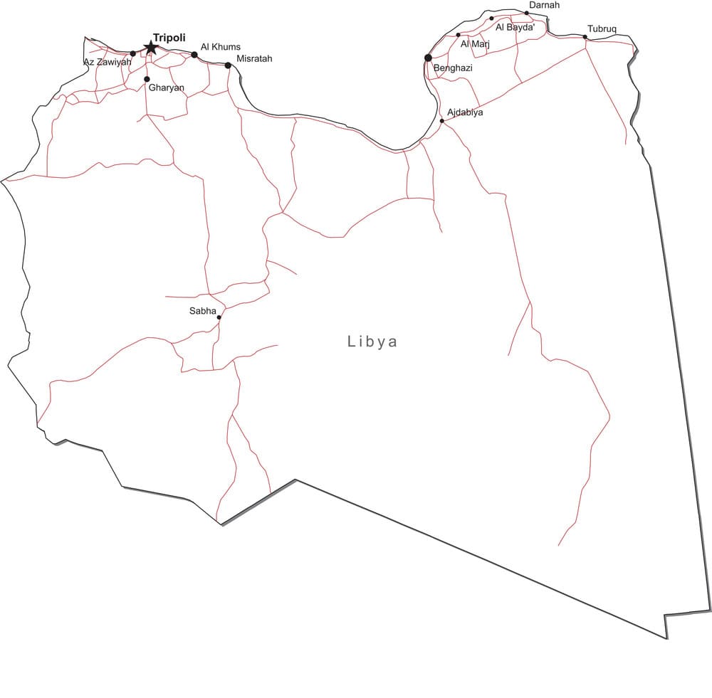Printable Libya Map Outline