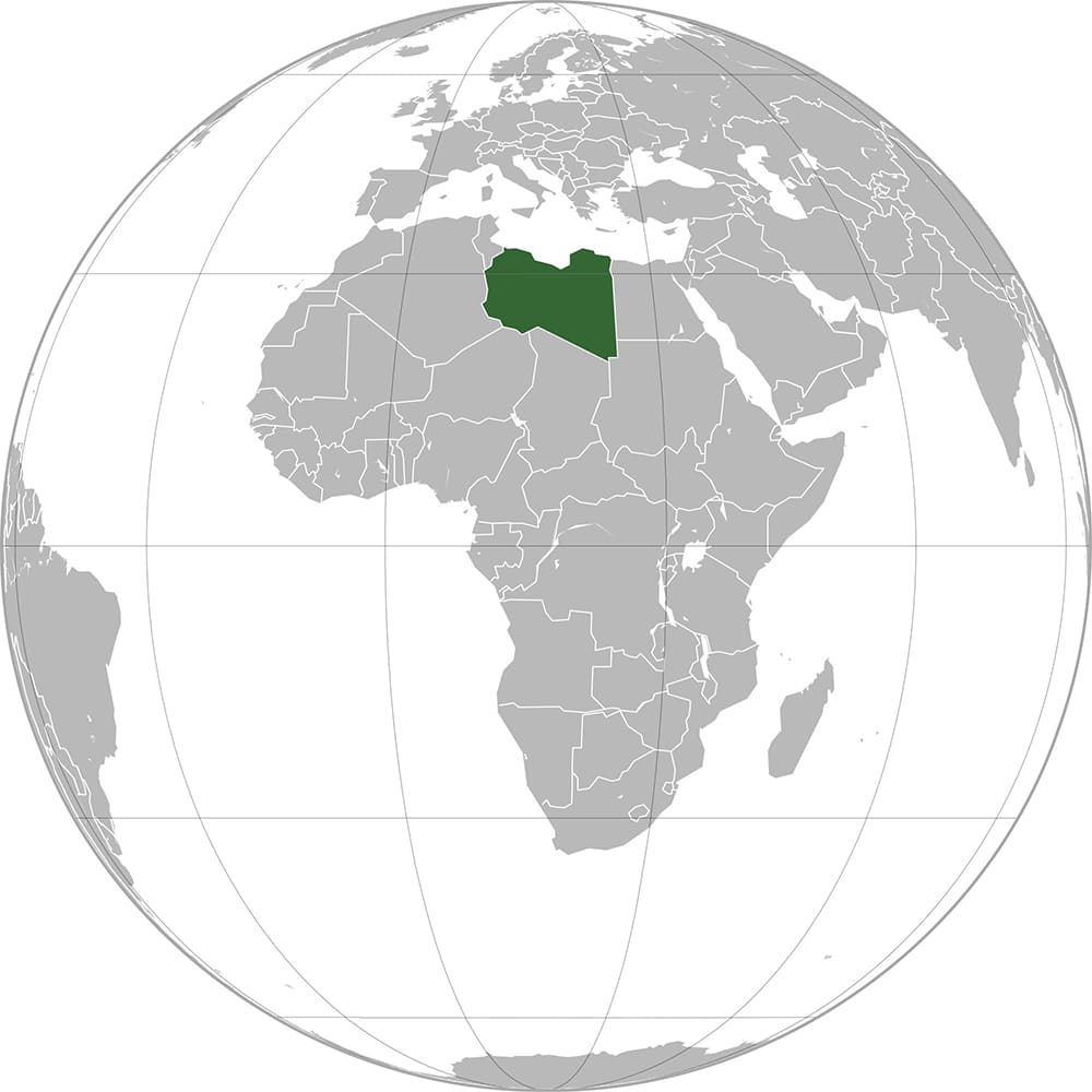 Printable Libya On World Map