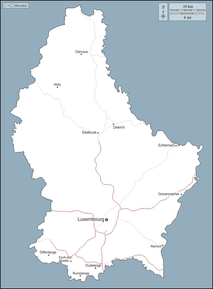Printable Luxembourg On A Map