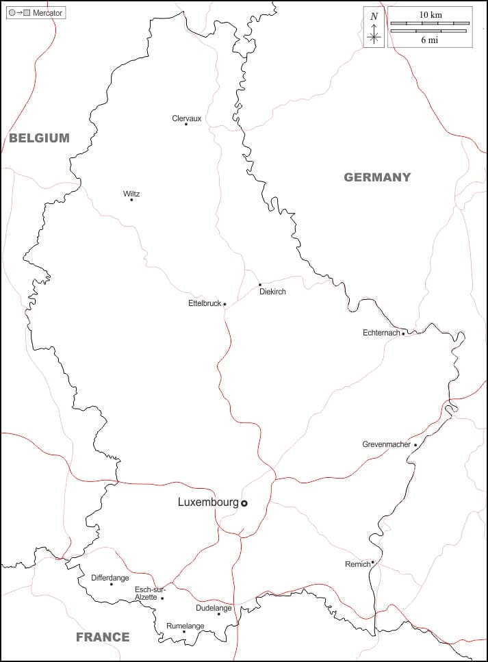 Printable Luxembourg On Map Of Europe
