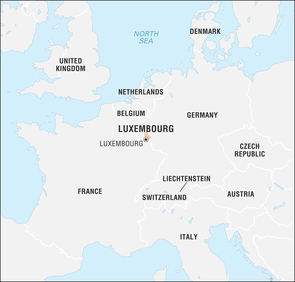 Printable Luxembourg On World Map